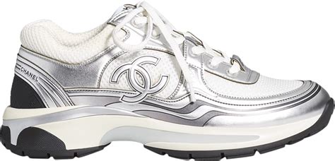 chanel sneakers white and silver